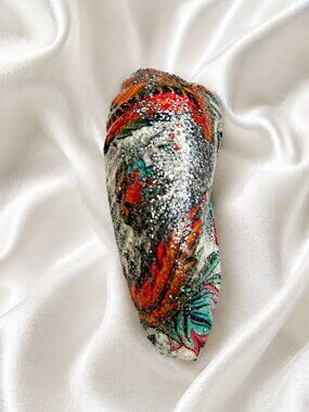 Hand-Painted Decorative Seashell | Mixed Media Coastal Decor | One-of-a-Kind